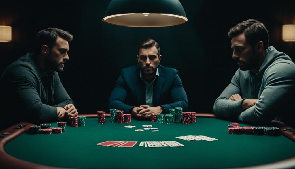 poker table with cards and chips